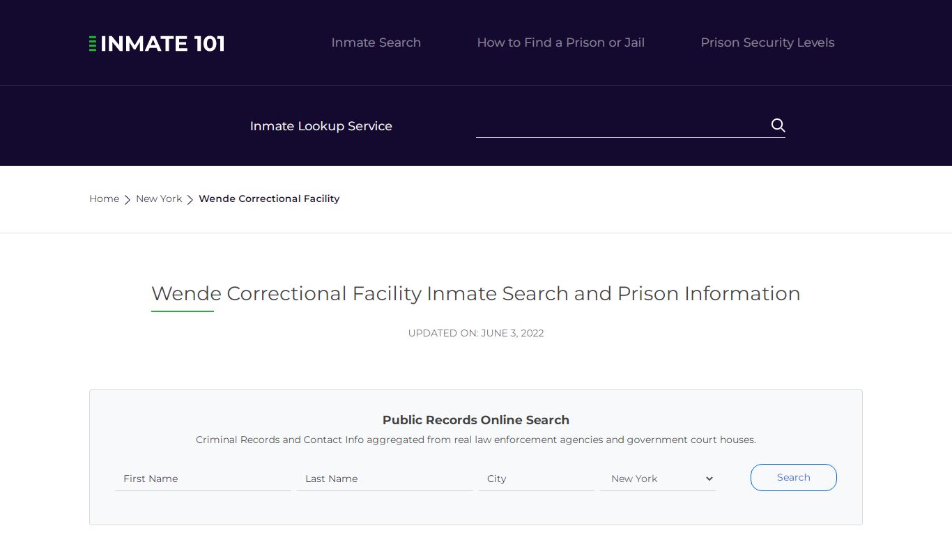 Wende Correctional Facility Inmate Search, Visitation ...